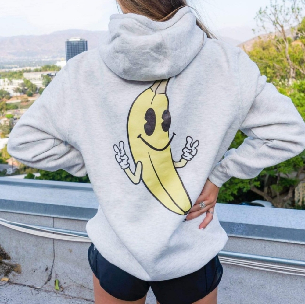 Anna Shumate Banana Tiktok‎ Grey Hoodie, Pull Over Size M
